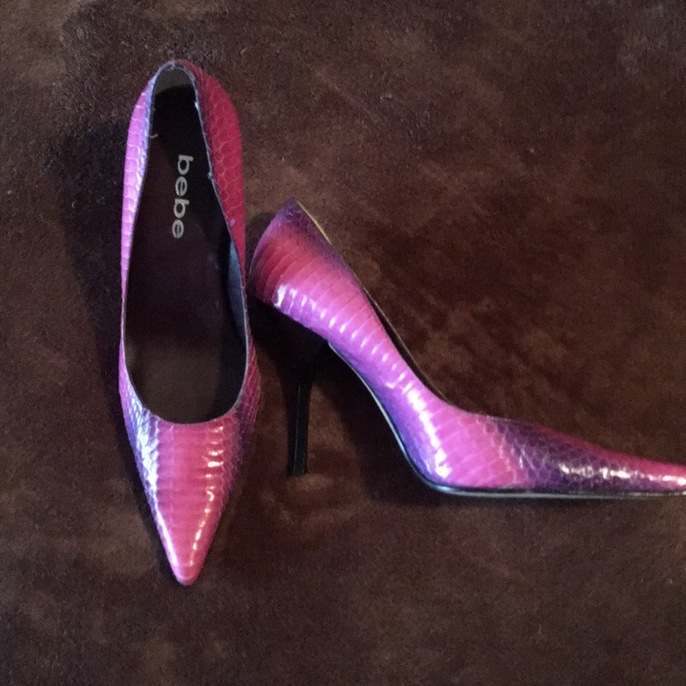Bebe pink snakeskin heels